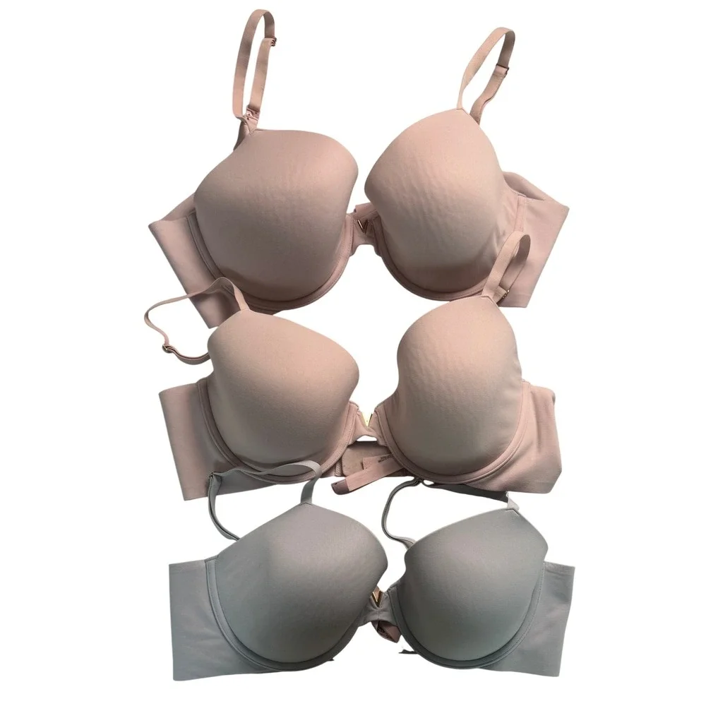Victoria's Secret Perfect Coverage Bra Lot of 3 Pink Blue 38C Underwire